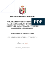 Mejoramiento de Los Servicios de La I.E. San Marcelino Champagnat, Distrito de Cajamarca, Provincia de Cajamarca - Cajamarca