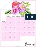 2018 Calendar Pinkbouquet