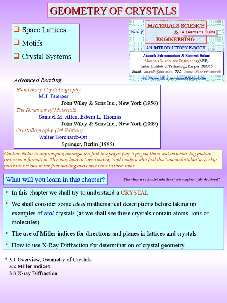 Chapter 3a Geometry of Crystals | PDF | Crystal Structure | Crystal
