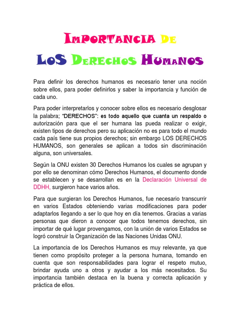 Importancia de los Derechos Humanos | PDF
