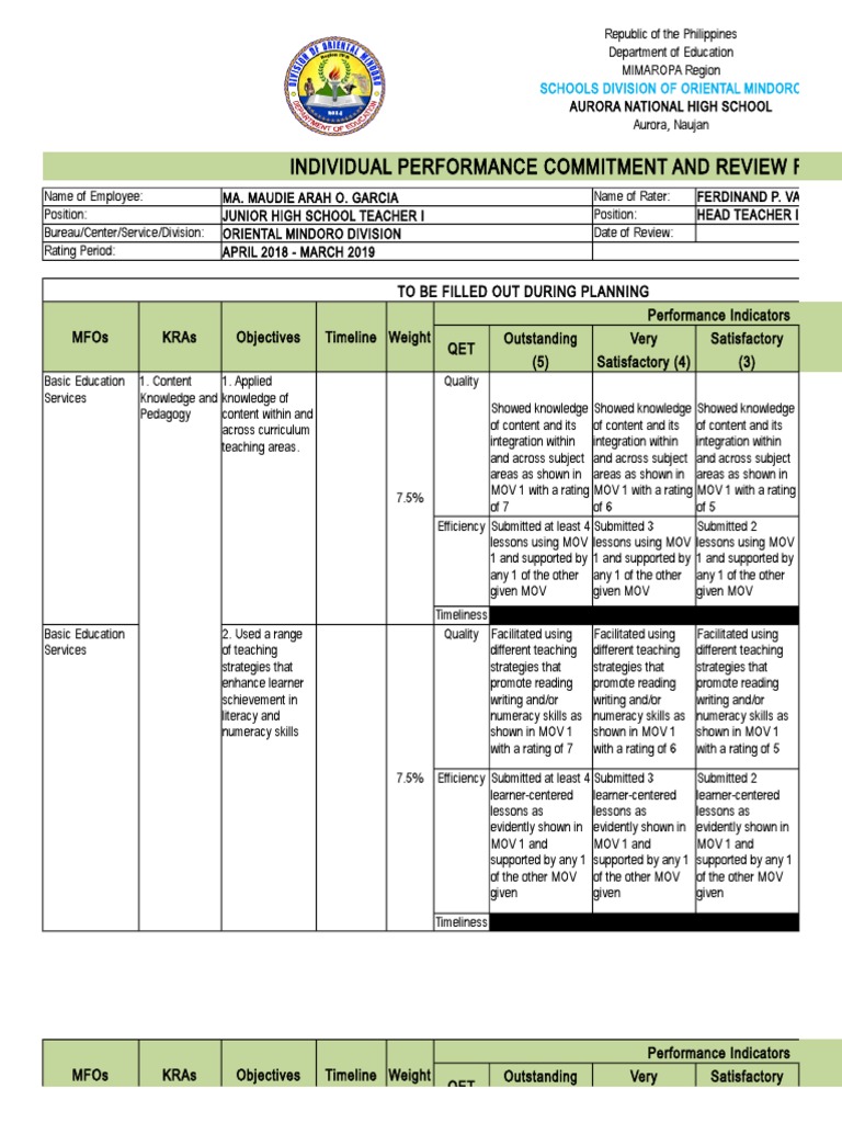 Performance Review Form for Teachers | PDF | Educational Technology ...