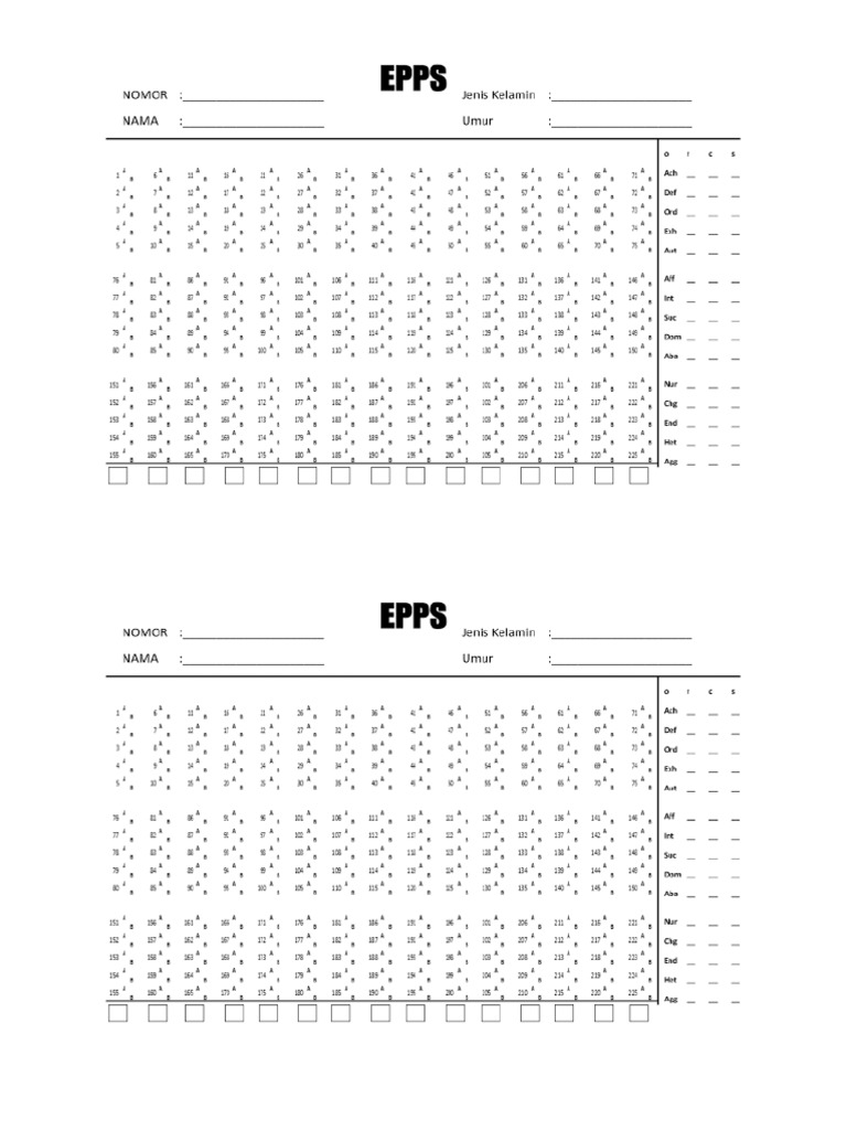 Lembar Jawaban Tes Epps Pdf Jawabanku Id