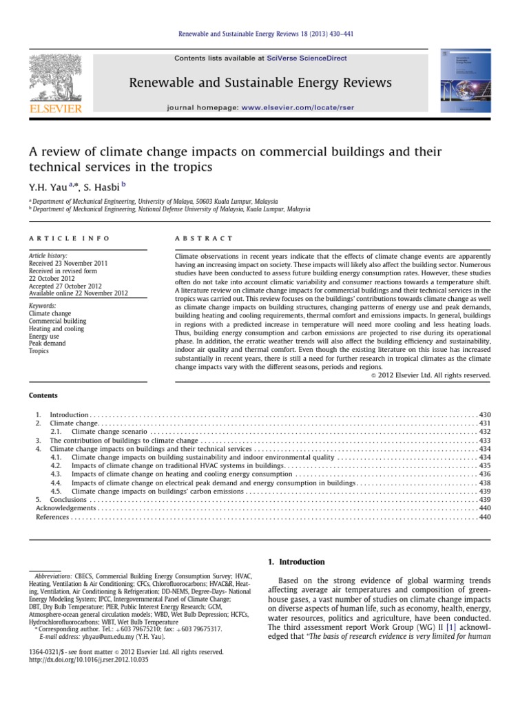Climate Change Effects on Tropical Buildings | PDF | Greenhouse Gas ...