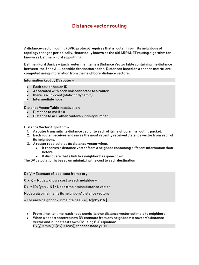 Distance Vector RoutingTut PDF Routing Communications Protocols