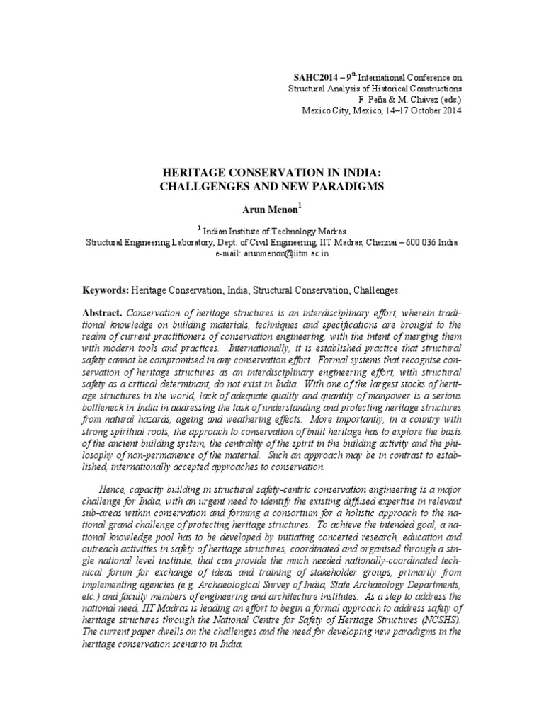 Heritage Conservation in India | PDF | Engineering