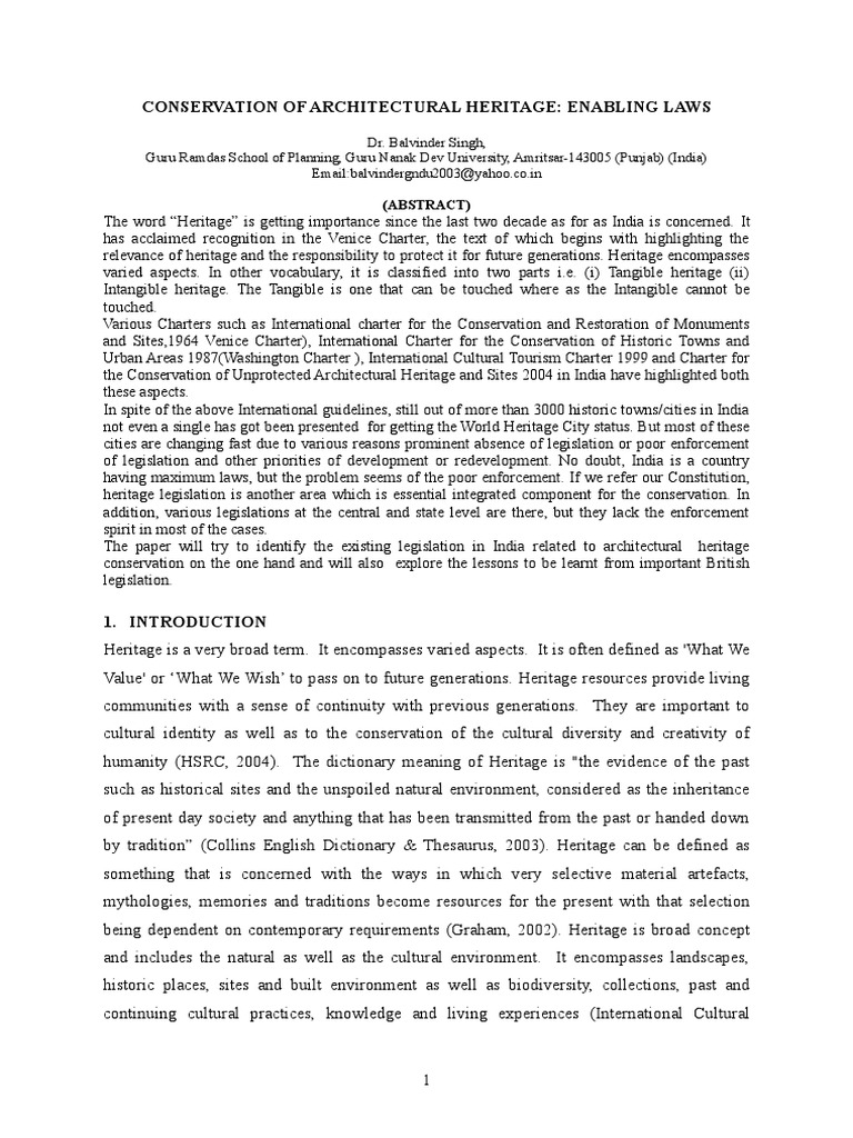Architectural Heritage Conservation Laws | PDF | Cultural Heritage