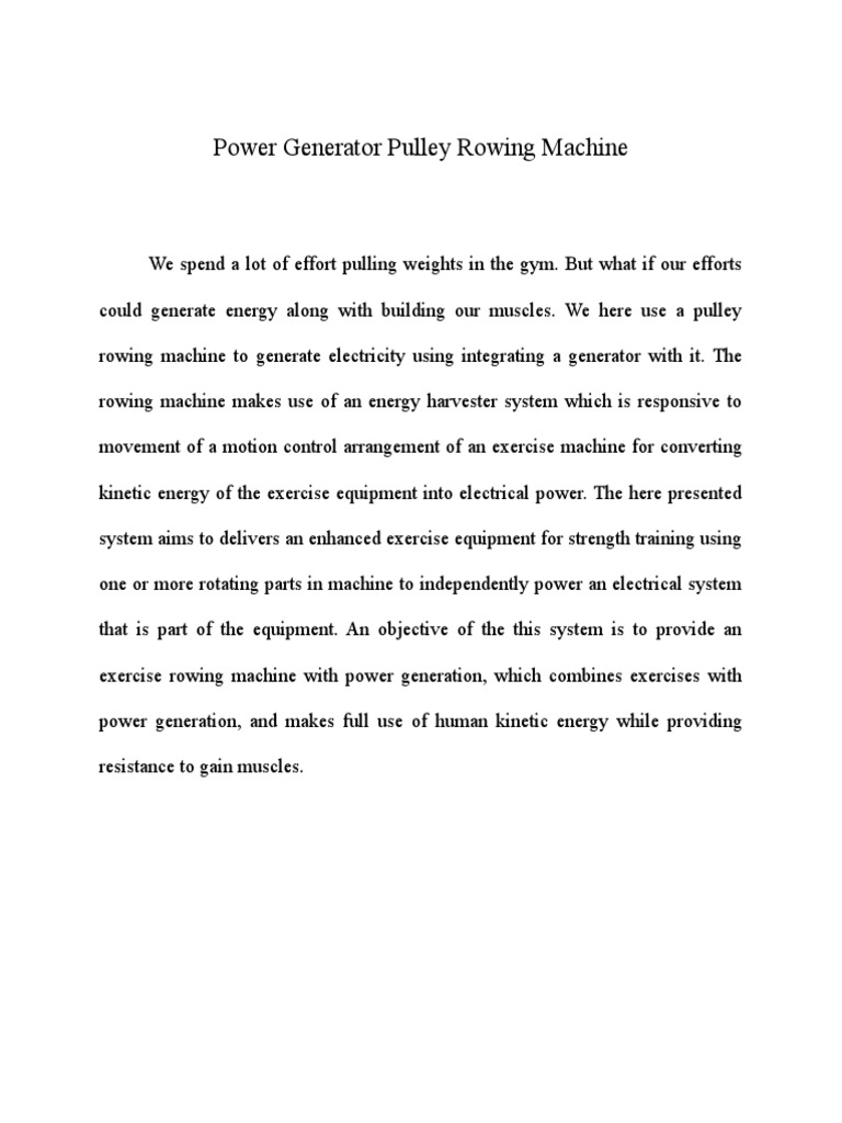 Power Generator Pulley Rowing Machine PDF