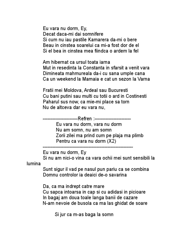 Eu Vara Nu Dorm Ey Versuri