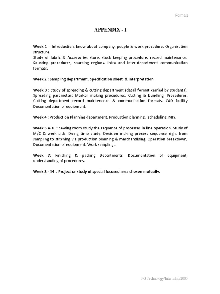 Textile Internship Overview and Procedures | PDF
