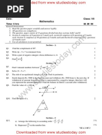 CBSE Class 7 Mathematics Question Paper Set G