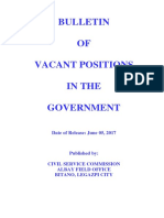 Bulletin OF Vacant Positions in The Government: Date of Release: June 05, 2017