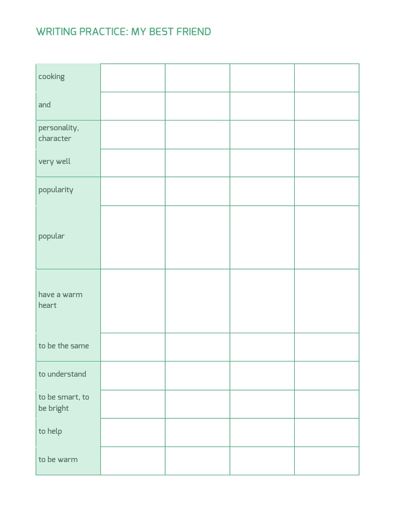 Writing Practice: My Best Friend | PDF | Self-Improvement