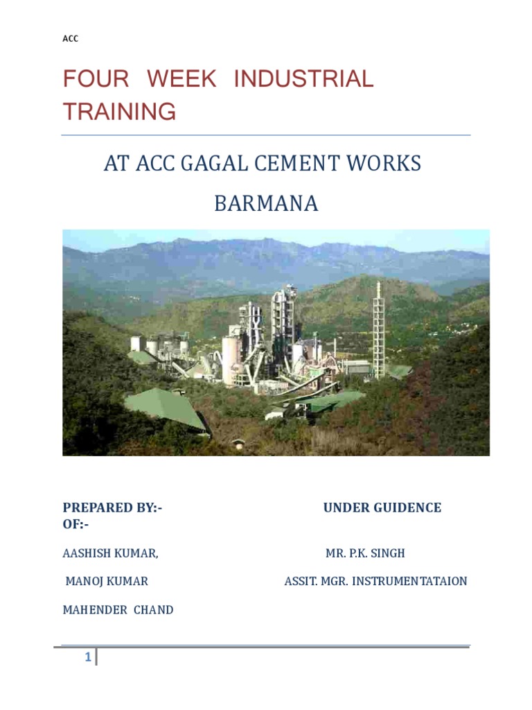 Industrial Training at ACC Gagal Cement | PDF | Mill (Grinding ...