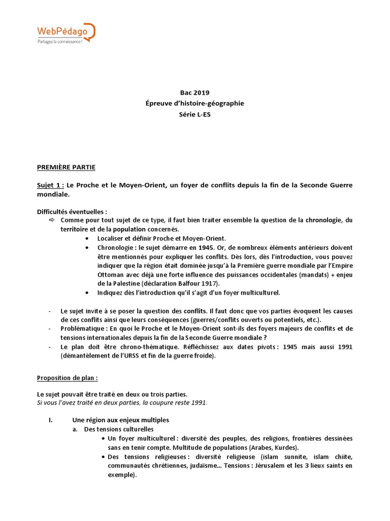 Bac Corrige HG L ES | PDF | Nations unies | Relations internationales