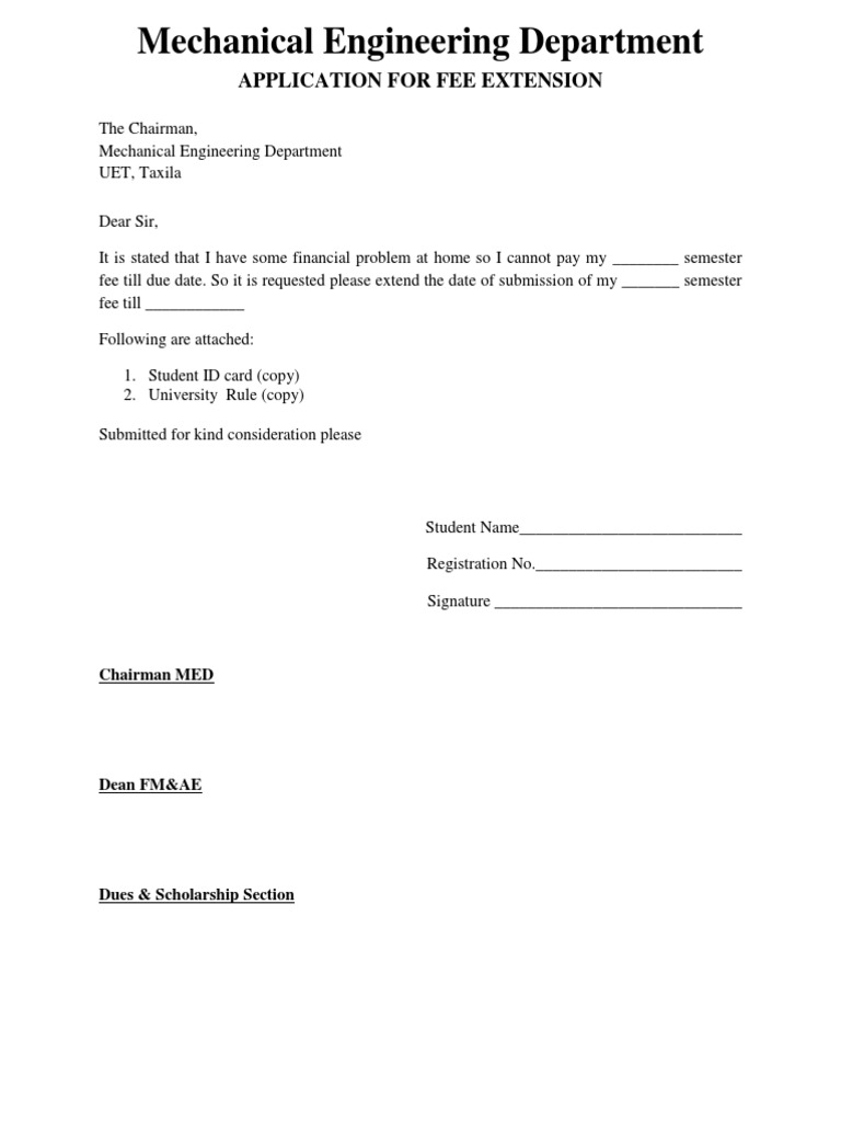 Fee Extension Proforma PDF