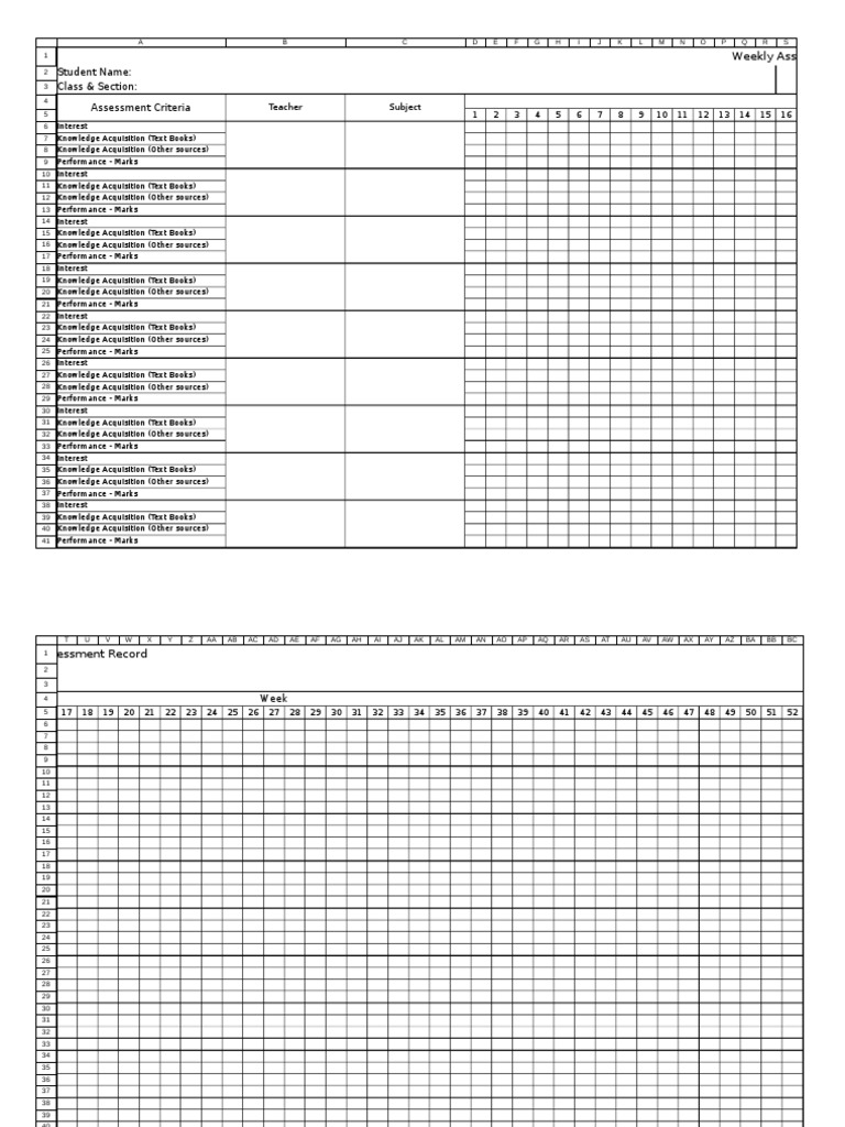 Teacher Student Assessment Sheet | PDF | Learning | Behavior Modification
