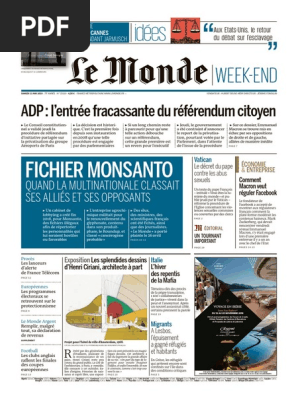 Journal Le Monde Et Suppl Du Samedi 11 Mai 19 Pdf Congres National Africain Francois Pape