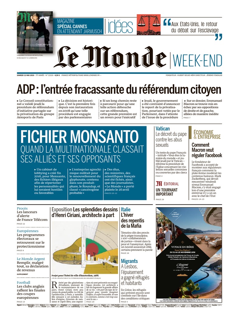 Journal LE MONDE Et Suppl Du Samedi 11 Mai 2019 | PDF | Congrès national  africain | François (pape)
