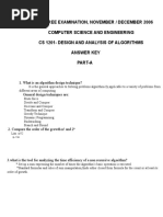 B.E-Degree Examination, November / December 2006 Computer Science and Engineering Cs 1201 - Design and Analysis of Algorithms Answer Key Part-A