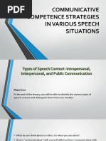 Communicative Competence Strategies in Various Speech Situations