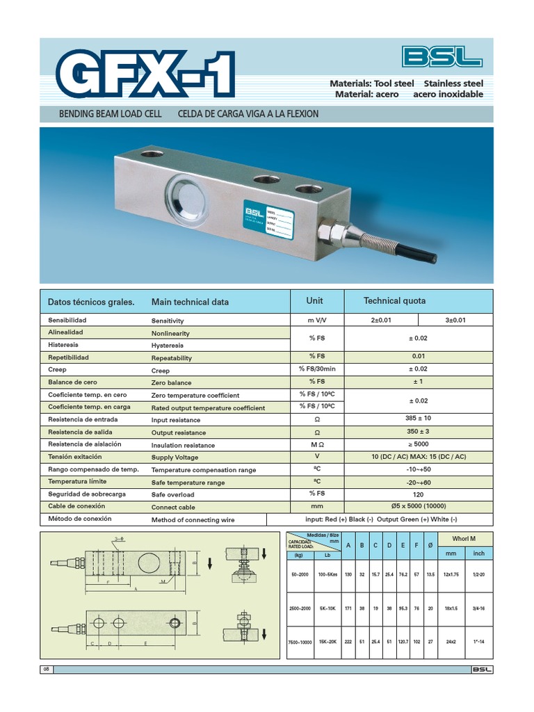 Load Cell Technical Specifications | PDF | Electrical Resistance And ...