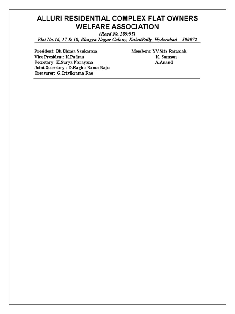 Alluri Residential Complex Flat Owners Welfare Association PDF