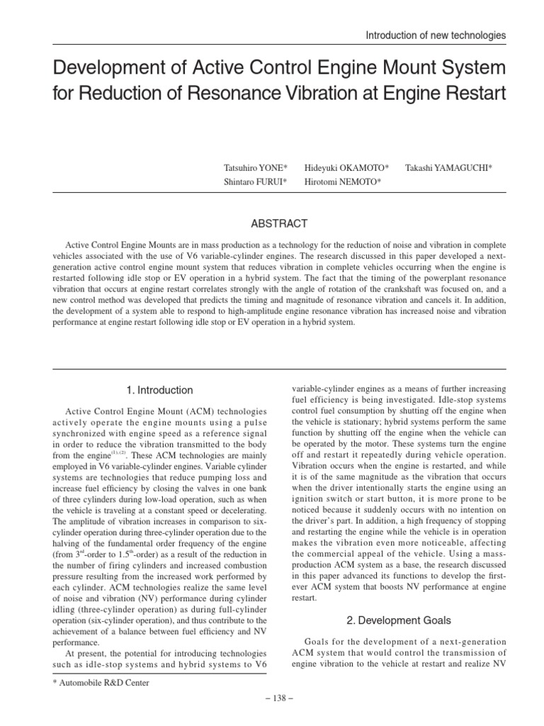 Development of Active Control Engine Mount System For Reduction of ...