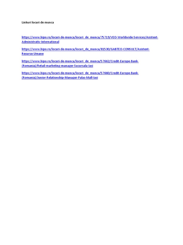 Linkuri Locuri De Munca Docx
