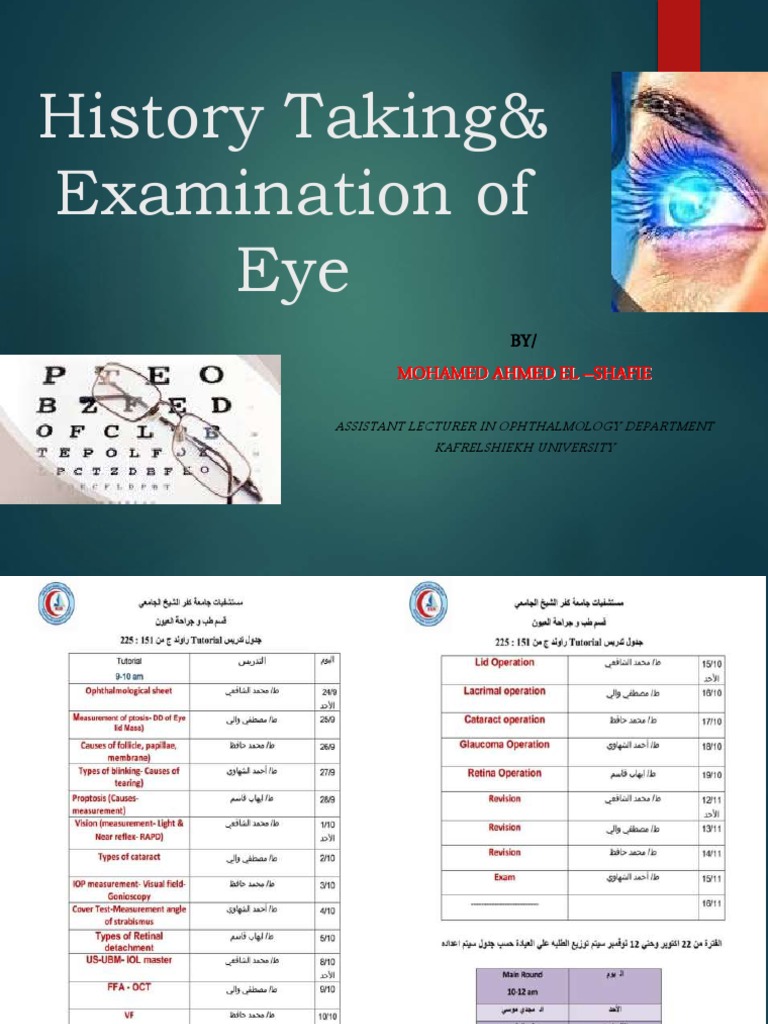 Eye History Taking and Examination Guide | PDF | Visual Acuity | Human Eye