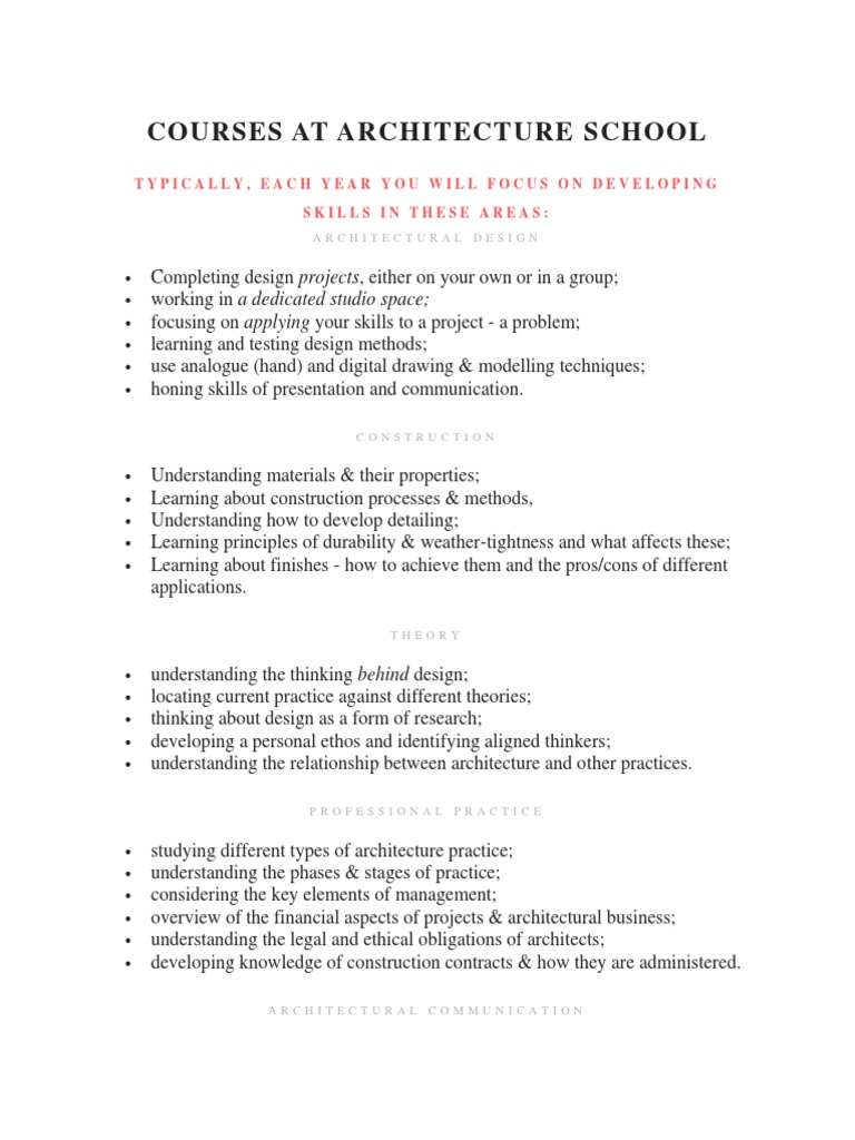 Types of Architecture Courses Offered | PDF | Shape | Design