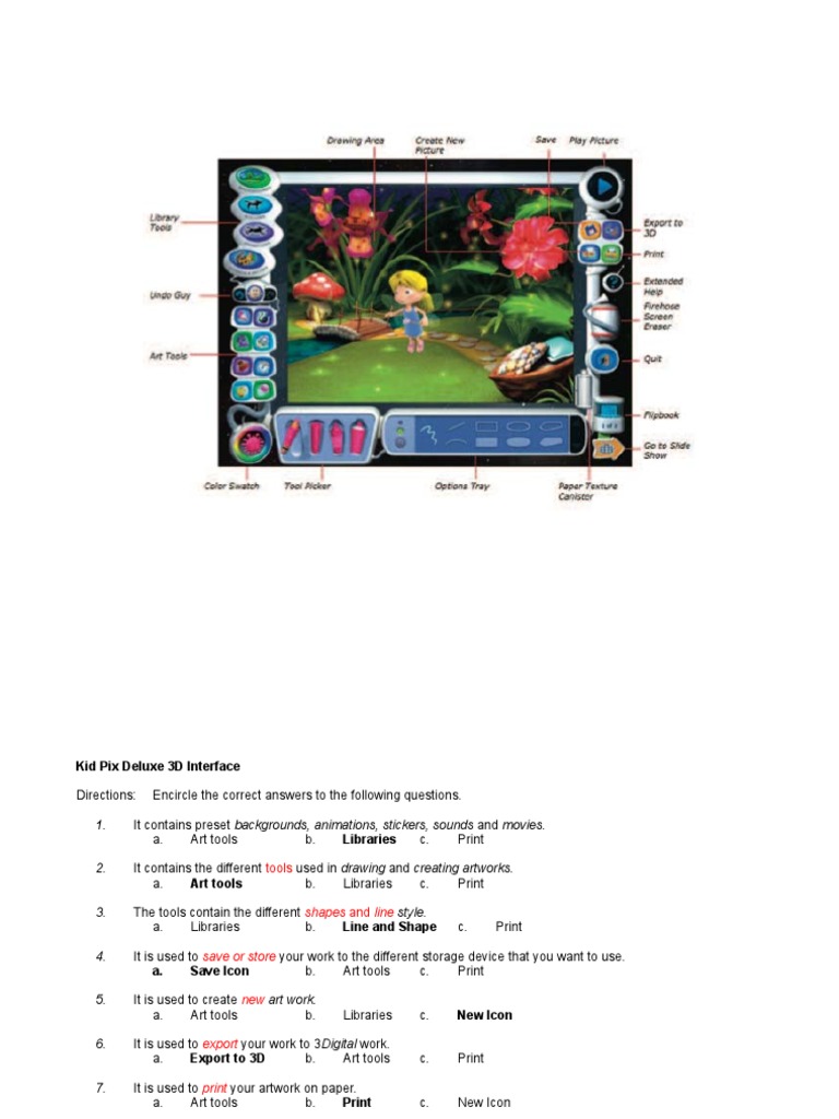Kid Pix Deluxe 3D Features Guide | PDF | Art