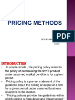 Pricing Methods: Presented By: Rachana K S Qaiser Pasha Keerthi