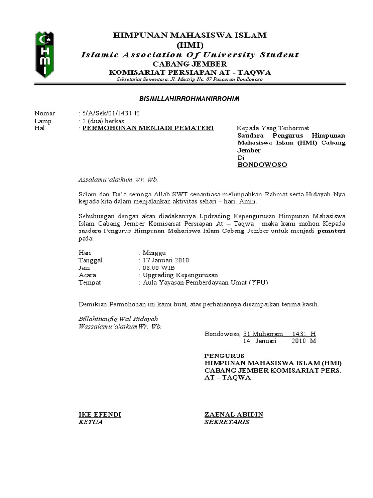 Contoh Surat Undangan Pemateri Hmi The file extension - PDF and ranks to the Documents category.