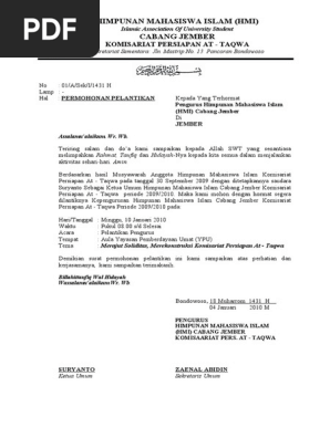 Permohonan Pelantikan
