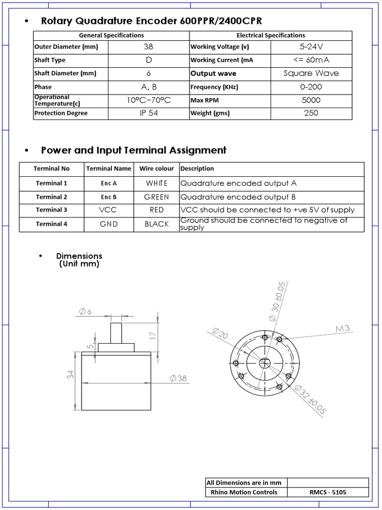 Rotary Quadrature Encoder Specifications | PDF