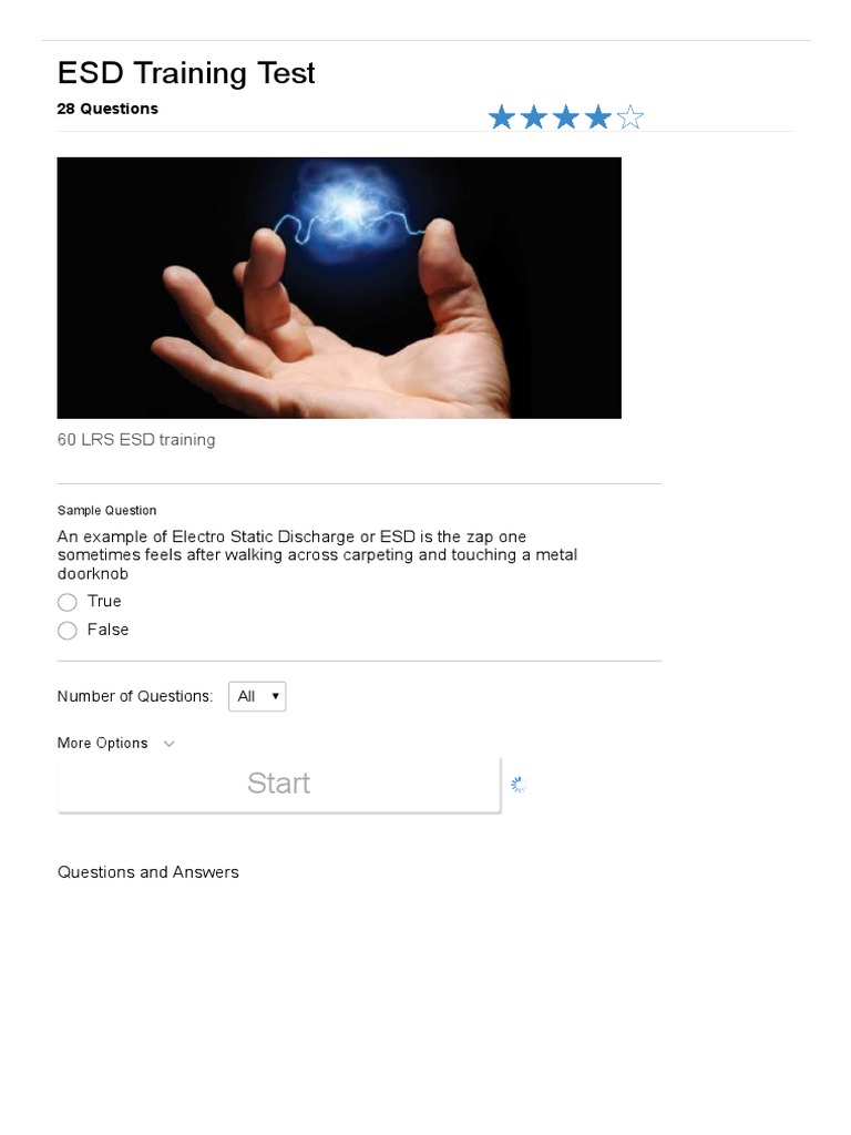 ESD Training Test ProProfs Quiz PDF Electrostatic Discharge