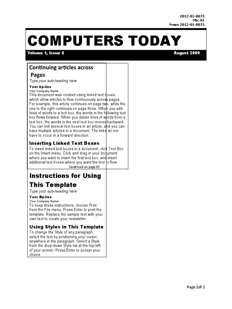 Newsletter Template Instructions | PDF | Menu (Computing) | Paragraph