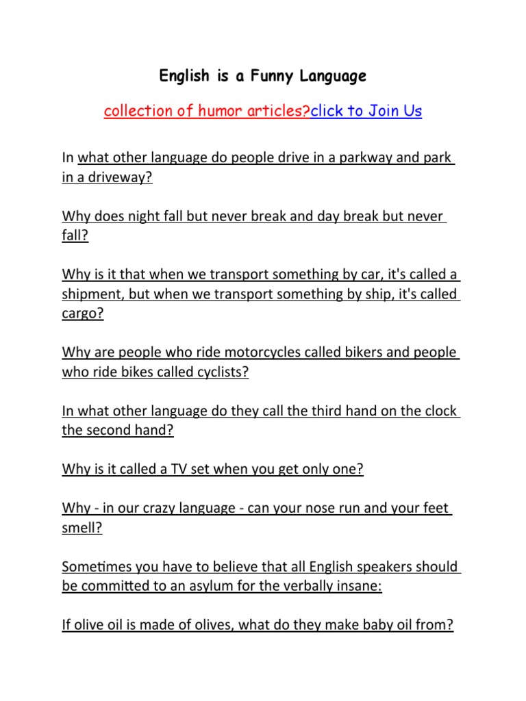 English Language Humor Insights | PDF | Linguistics