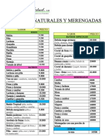 Menu de Jugos Naturales y Merengadas