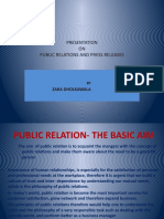 Presentation ON Public Relations and Press Releases: Zara Dholkawala