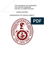 Universidad Nacional de Ingeneria Facultad de Ciencias Ciencias de La Computacion Compiladores "Generados de Código Simple"