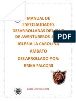 Manual de Especialidades Desarrolladas Del Club de Aventureros Jefte