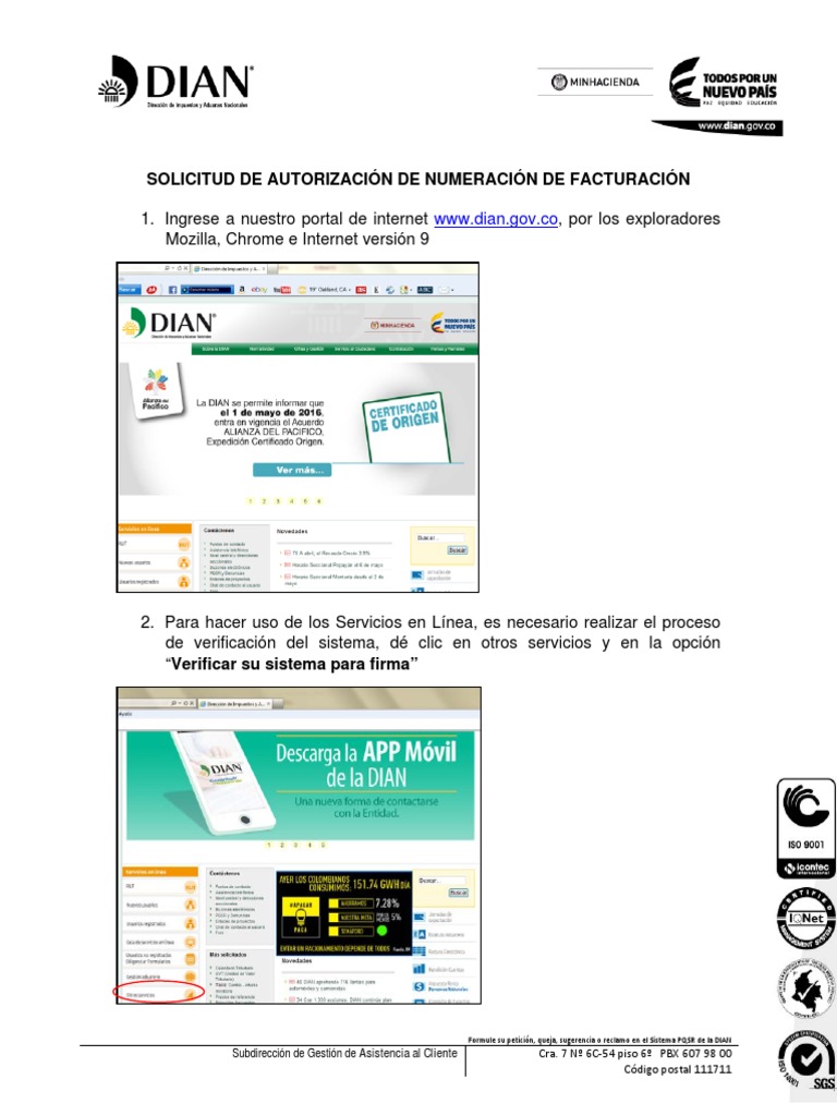 Guía para Numeración de Facturación DIAN | PDF | Autenticación | Internet