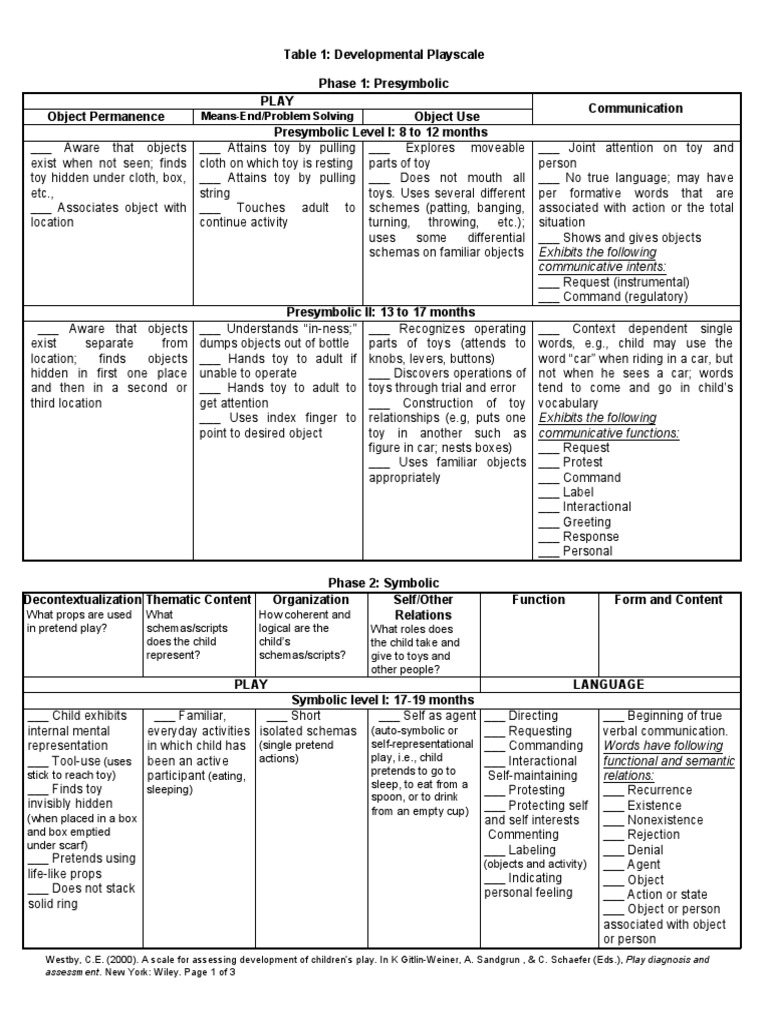 Westby PDF Toys Schema (Psychology)