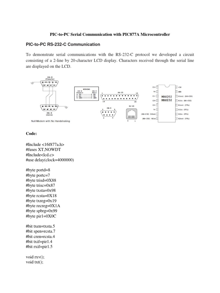 PICToPC Serial Communication With PIC877A Microcontroller PDF