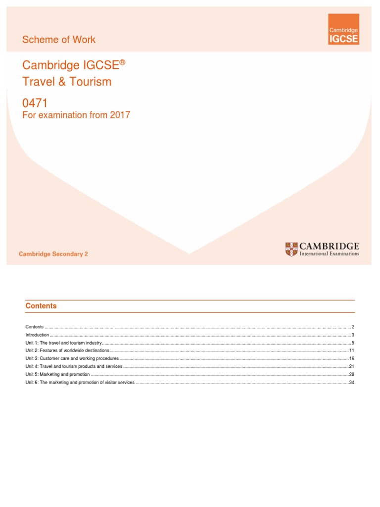 Travel and tourism igcse scheme of work pdf tourism climate