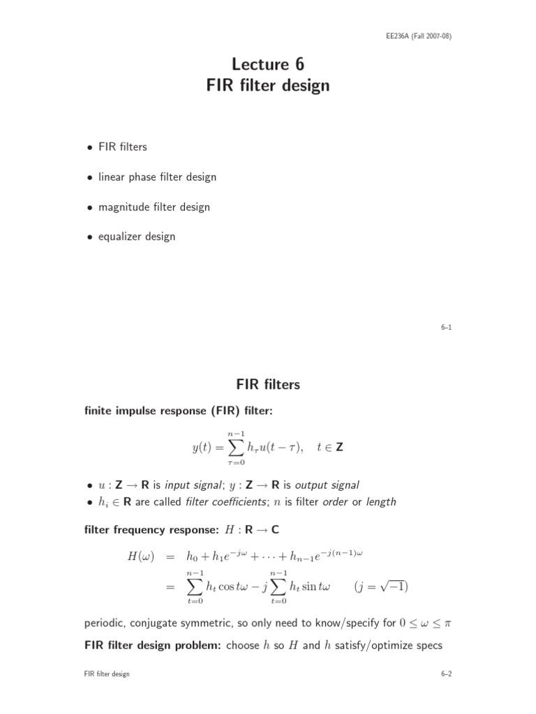 FIR Filter Design Techniques Overview | PDF | Teaching Methods & Materials