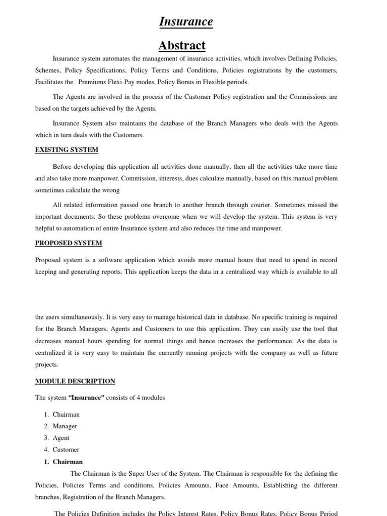 Insurance Abstract | PDF | Web Application | Databases