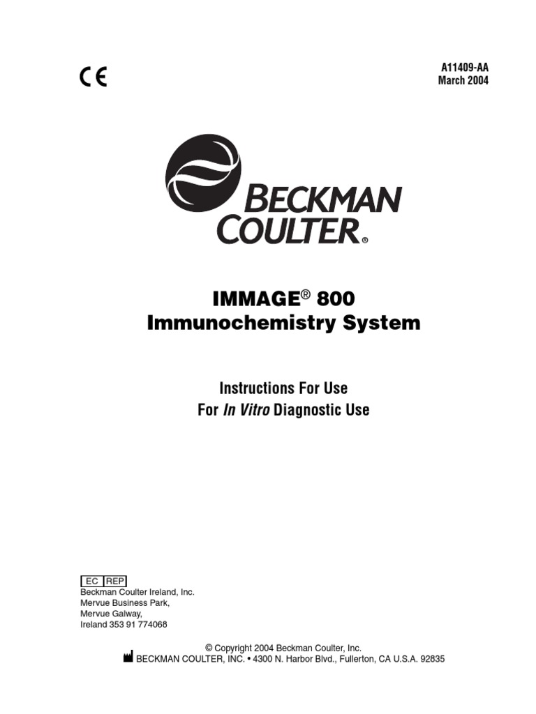 Beckman Coulter Immage 800 User Manual 1 PDF Antibody Light