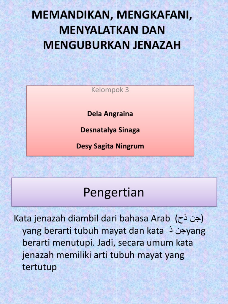 Memandikan Mengkafani Menyalatkan Dan Menguburkan Jenazah Kelompok 3